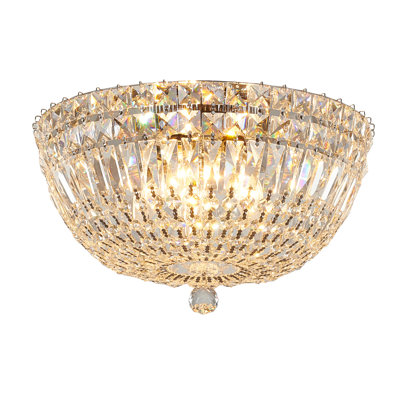 5-Light Chrome Flush Mount With Clear Crystal Accents