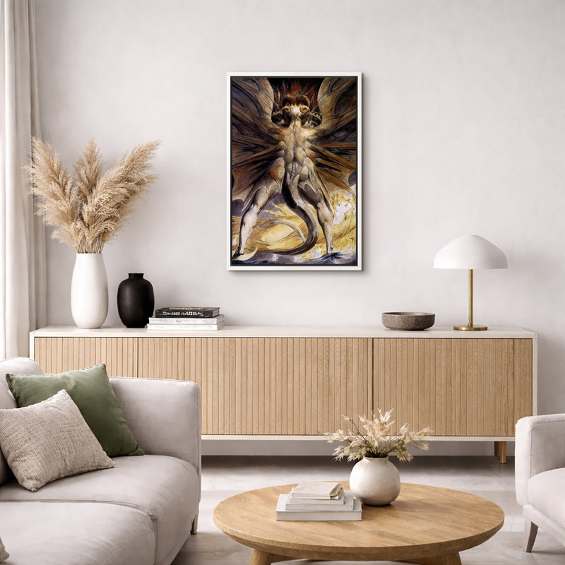 Illustration de créature à ailes de démon gothique foncé, images de monstre de la mythologie rétro, impression sur toile encadrée