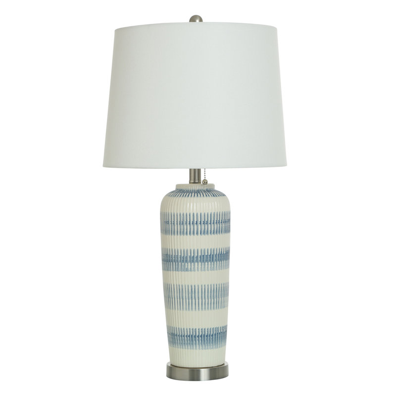 Danielson - Ceramic Table Lamp - Off-White Shade, Blue Ivory