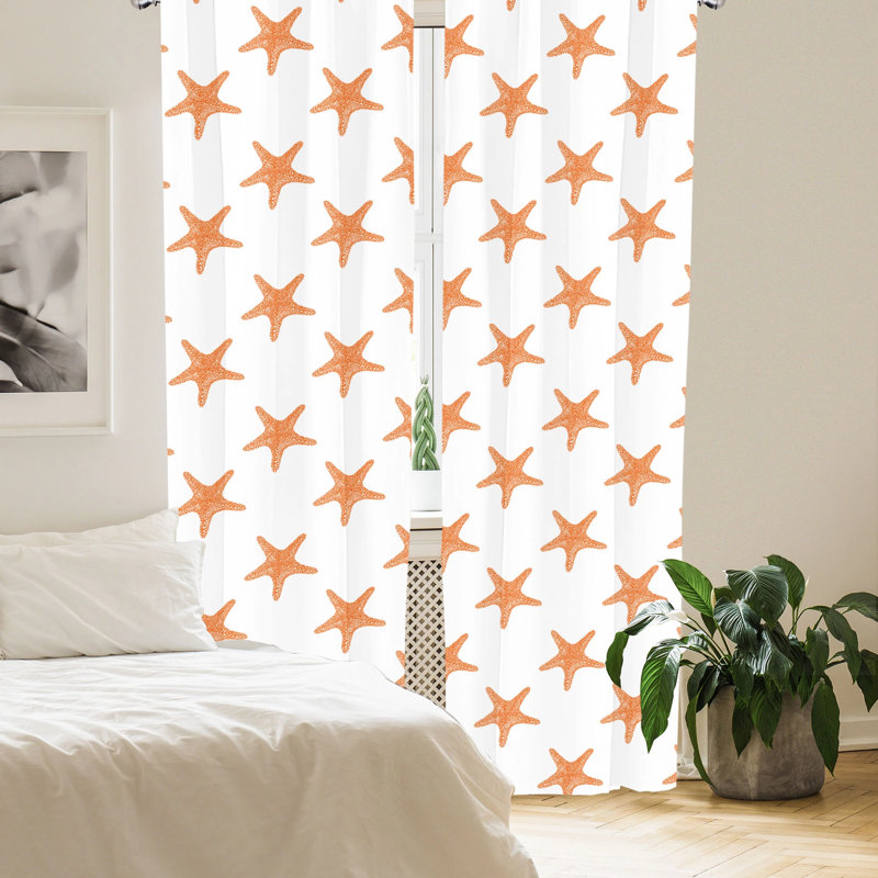 Starfish Geometric Semi-Sheer Rod Pocket Sliding Panel, 28" x 63"