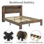 Cadre de lit grand, cadre de lit plateforme en bois avec tête de lit à DEL avec rangement et 2 ports USB, silencieux, aucun sommier nécessaire et outil d'assemblage facile, grand rangement sous le lit, brun foncé-1125708968-1125708973
