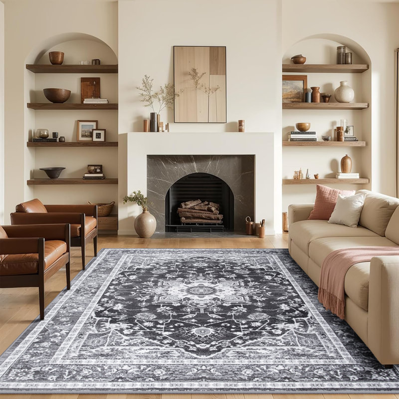 Wymond  Large Tranditional Rugs Living Room Rug Washable Bedroom Rug Non-Slip Colorful Vintage Accent Floor Carpet For Home Decor