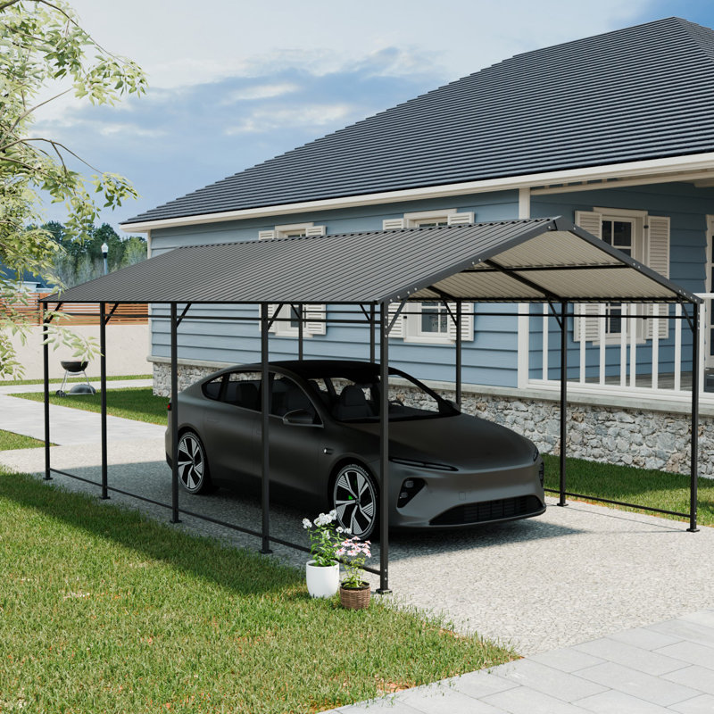 12x21 Outdoor Metal Carport Large Garage Heavy Duty Carport with Galvanized Steel Roof and Frame for Cars, Trucks, Boats and Tractors
