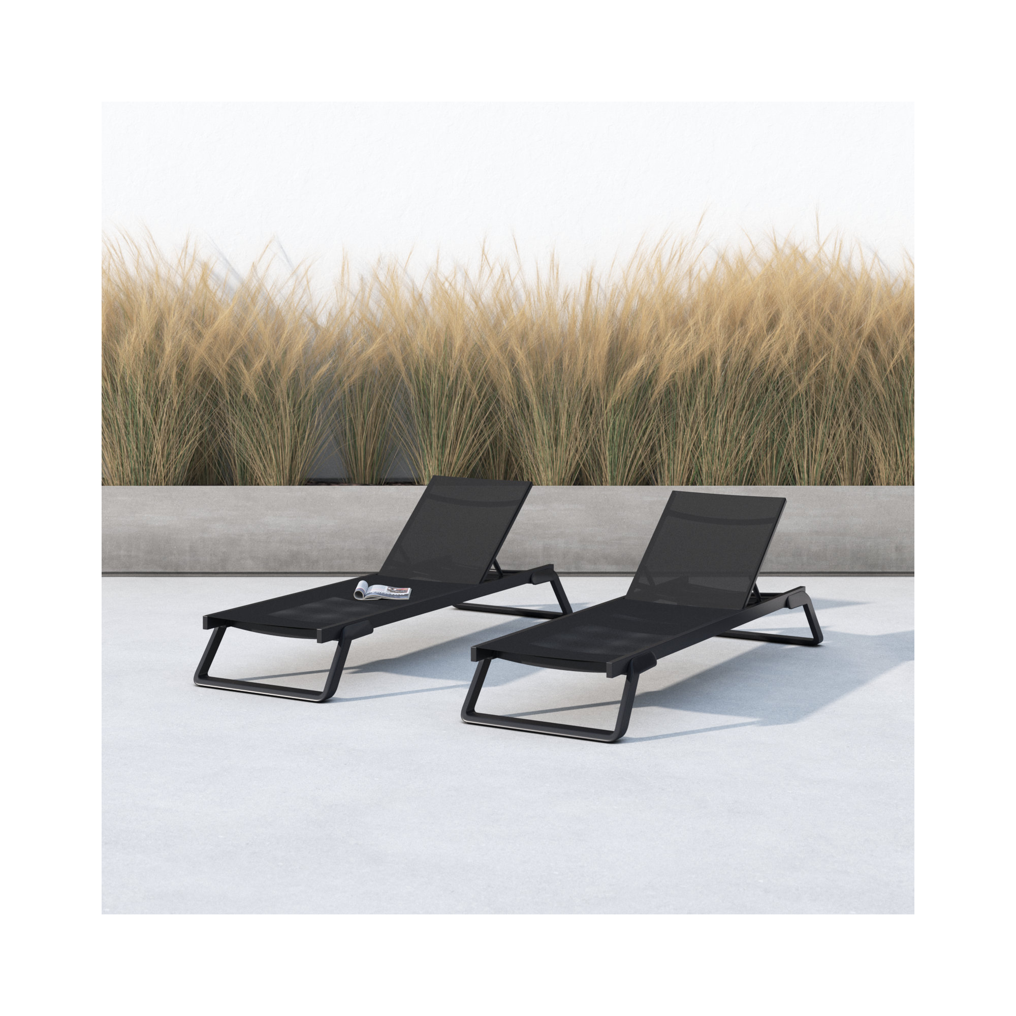 Holli 28.34'' Outdoor Chaise Lounge, Black