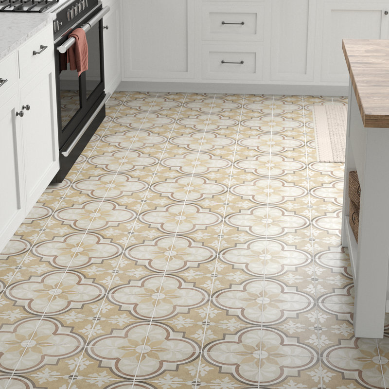 Encausto 8" x 8" Porcelain Spanish Wall & Floor Tile, Grande Fiore