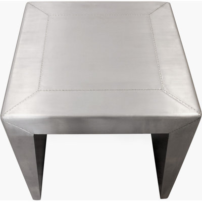 Table de bout carrée 24 po en aluminium argent et bois massif