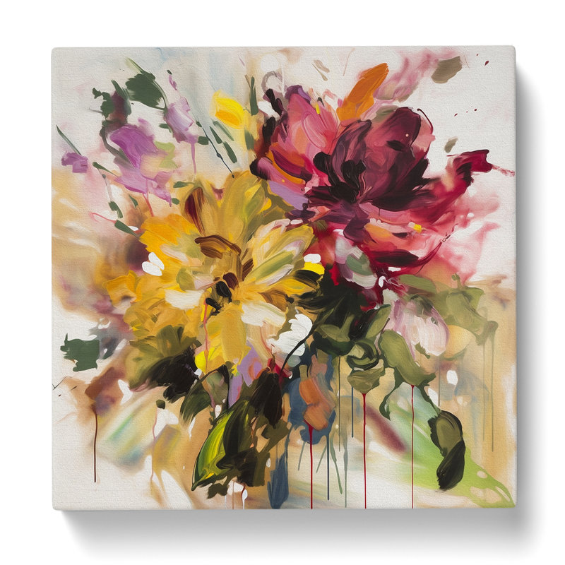 Floral Gestural No.3 - Wrapped Canvas, 50cm H x 50cm W x 3cm D