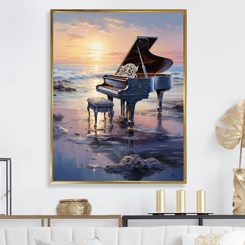 Piano Oceans Orchester II, Cadre flottant doré, 20" H x 12" W