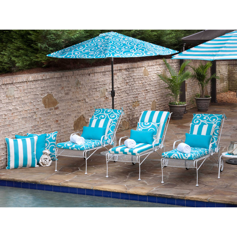 Aqua and White Cabana Stripe Outdoor Throw Pillow Set