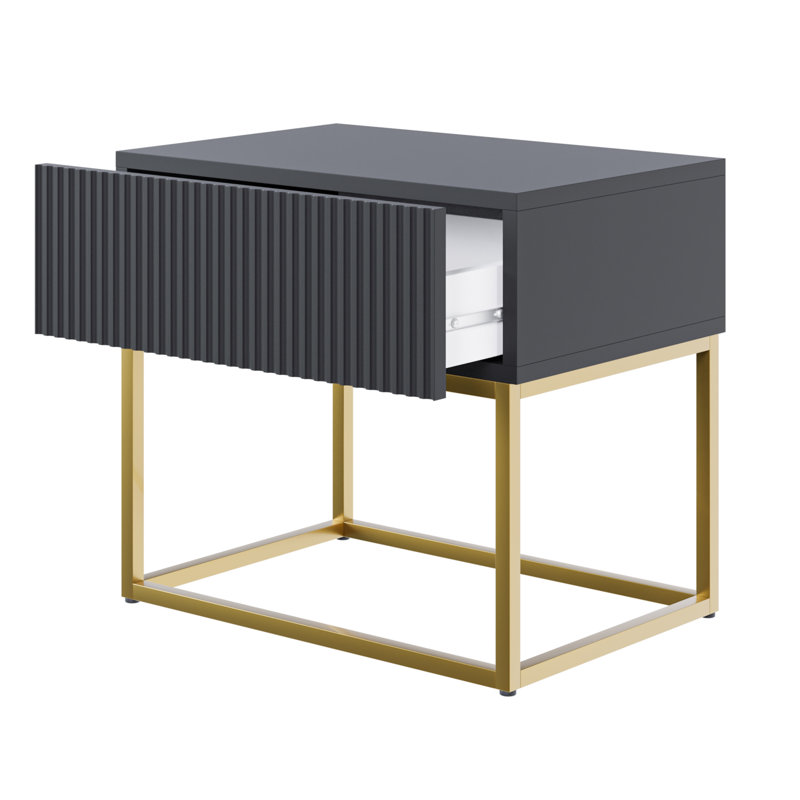 Atahan 50cm W Steel Bedside Table, Black