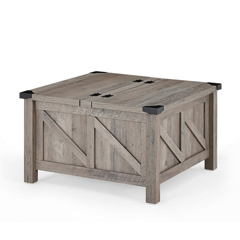 Table basse à 4 pieds avec rangement, Gris délavé, Gris délavé