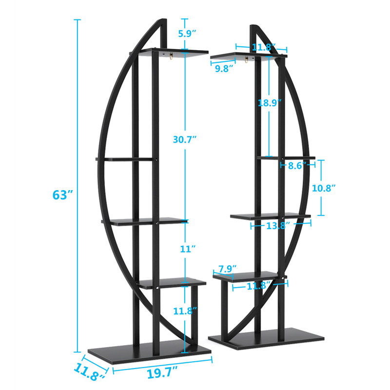 5-Tier Plant Stand Pack of 2, Multi-Purpose Curved Display Shelf Plant Stand Rack
