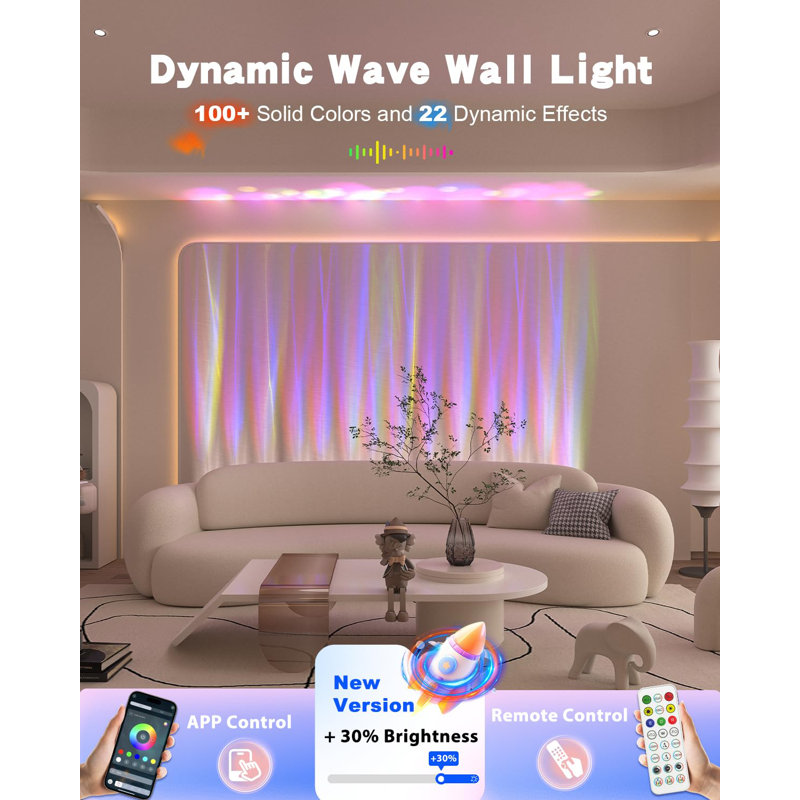 Dynamic Ocean Wave Light - Flowing Water & Aurora Visuals with RGB Colours & Light Effects
