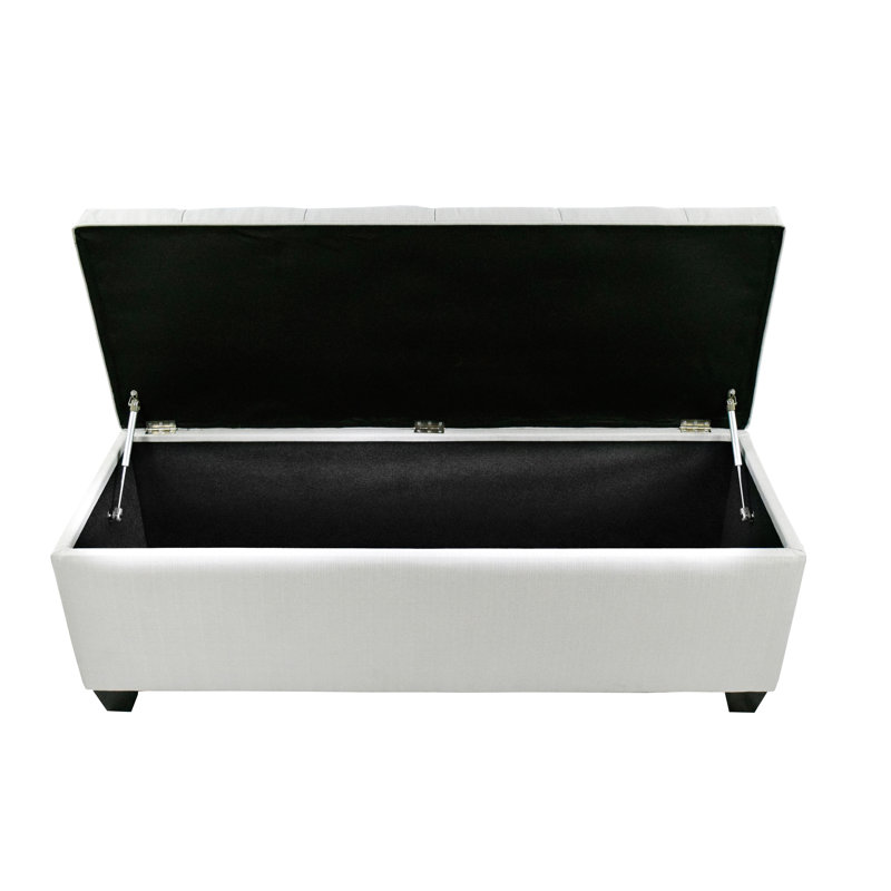 Heaney Polyester Blend Upholstered Storage Bench, Silver