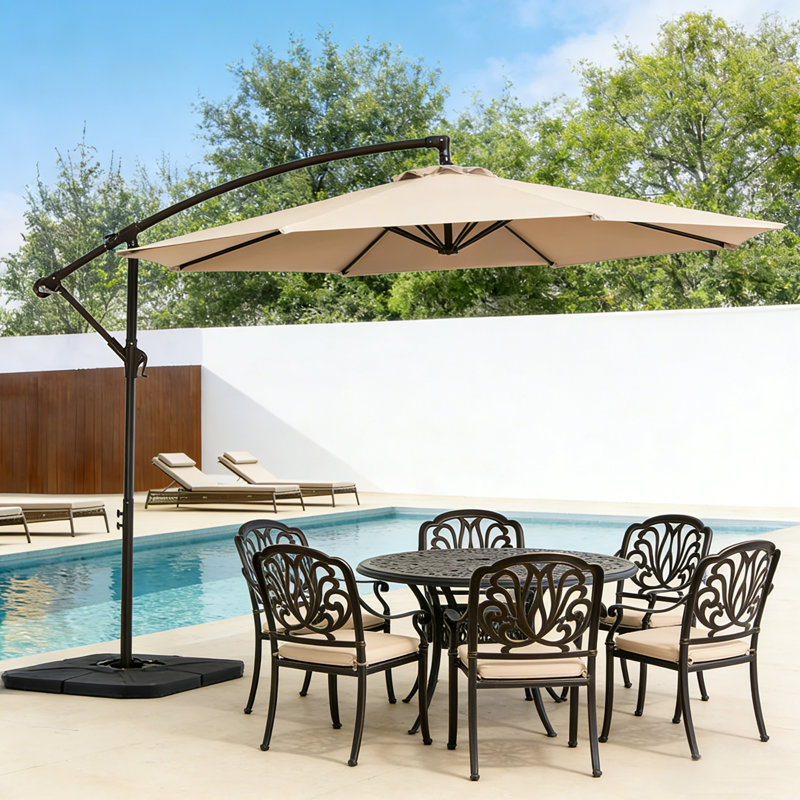 Parasol en porte-à-faux 120 po Leshea, Brun clair