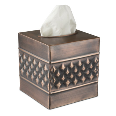 Geometric Embossed Metal Tissue Box Cover