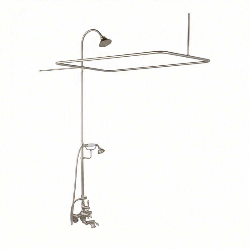 Système de douche thermostatique avec baignoire et douche, Nickel mat