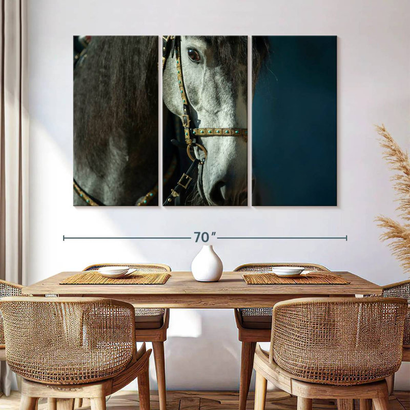 Cheval andalou bridé Brampt, H 42 po x l 65 po