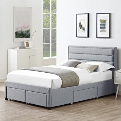 Garnica Upholstered Linen Lift Up Storage Ottoman Bed