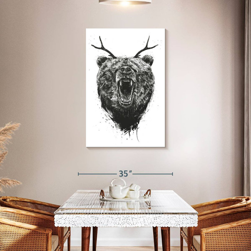 Brampt Angry Bear With Antlers, 45" H x 30" W