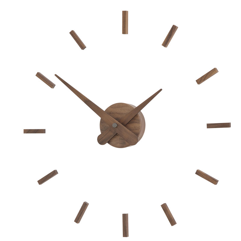 Sunset Solid Wood, Metal Analog Wall Clock, Walnut