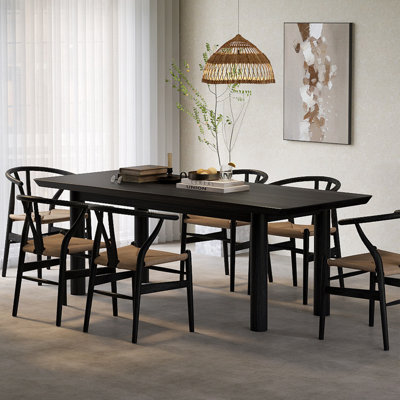 Table de salle à manger rectangulaire moderne en bois massif Sleek Modern