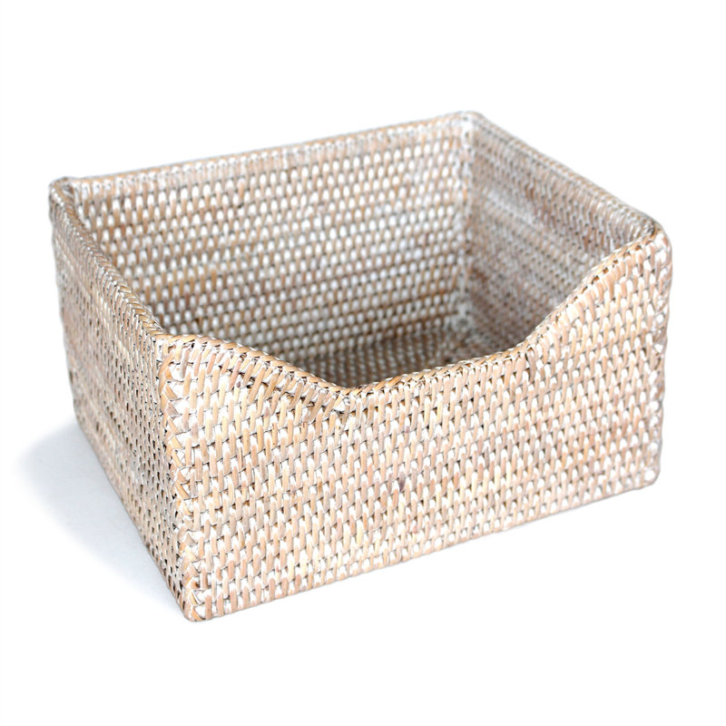 Rattan Small Utility / File Holder, White Wash