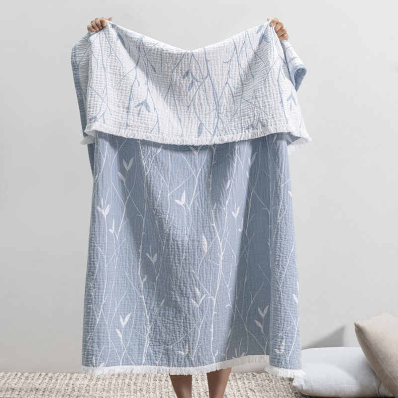 Willow Throw, Blue Floral 2
