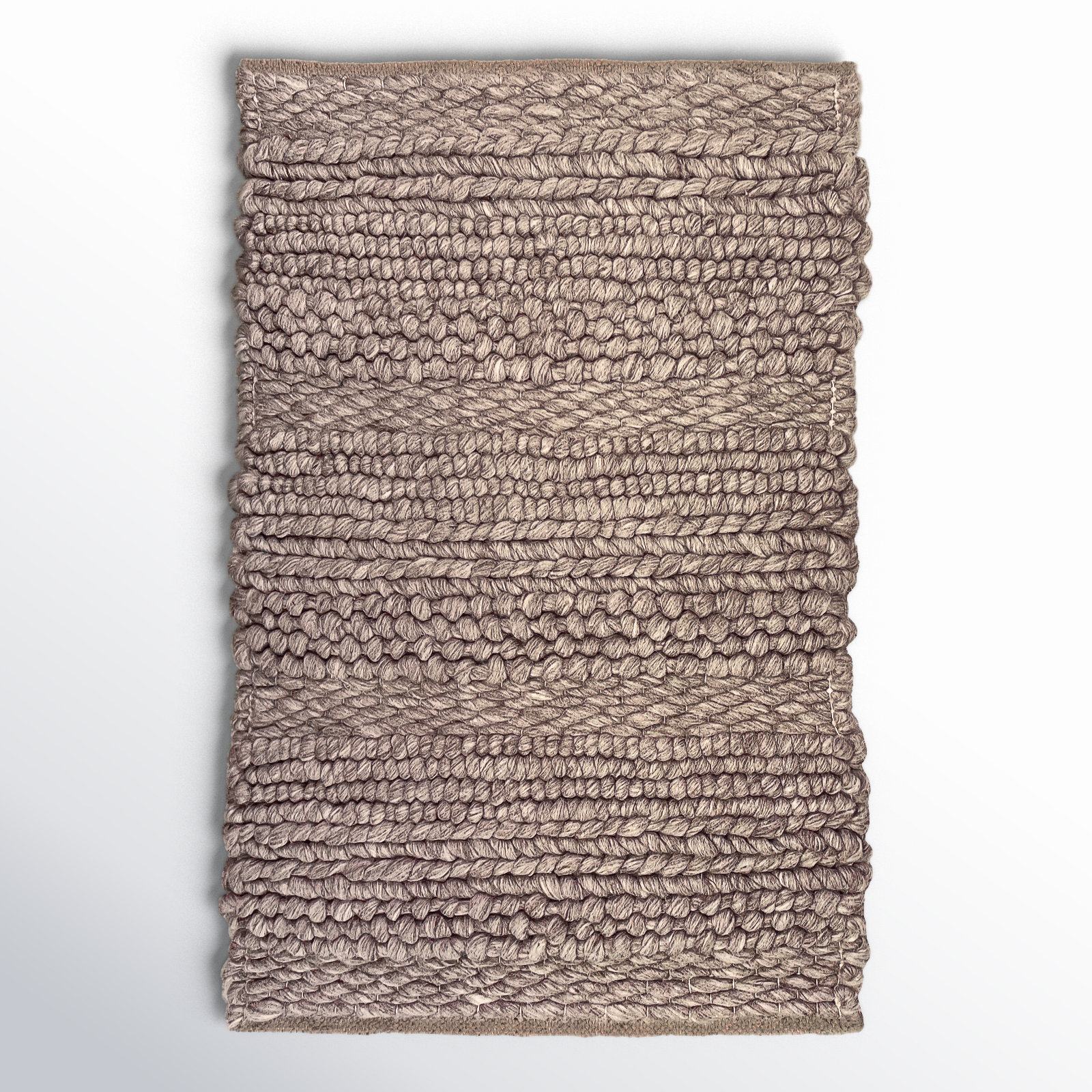 Zekia Handmade Wool Taupe Rug, Rectangle 2' x 3'