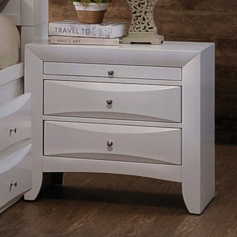 1Pc Nightstand Two Storage Drawers And Pull Out Tray, White