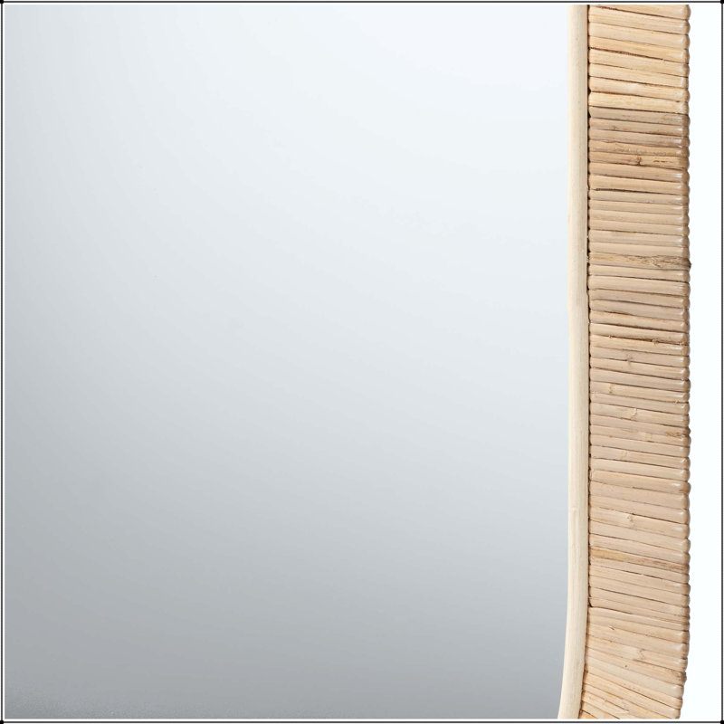 Miroir moderne bohème moderne avec bois d'acajou et rotin