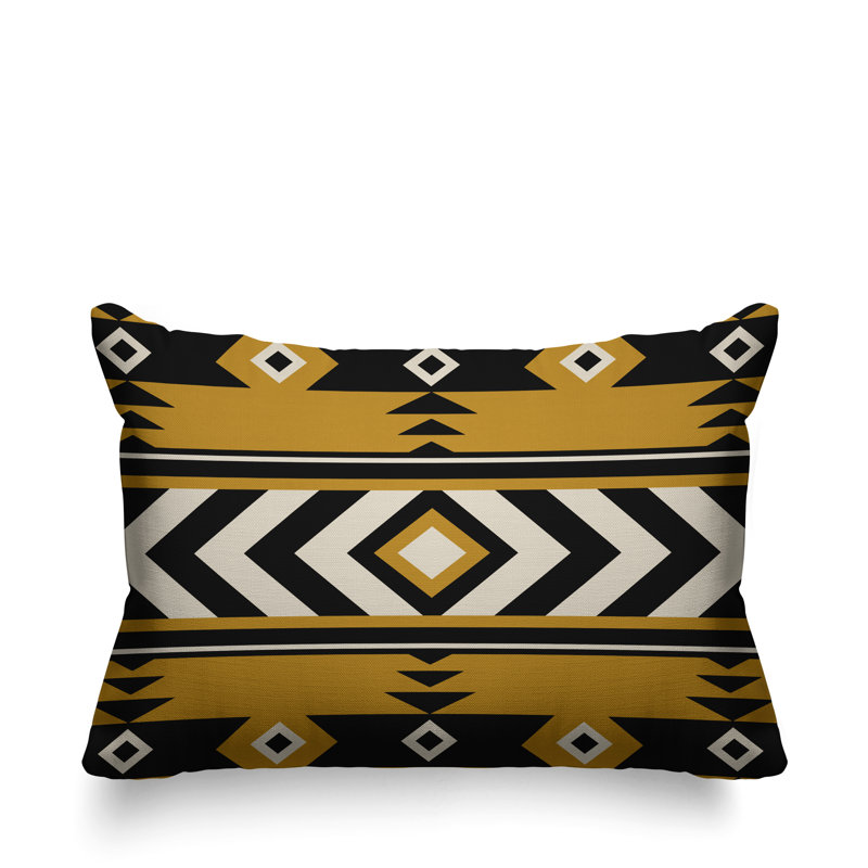 Coussin intérieur / extérieur Fika Southwestern, Jaune