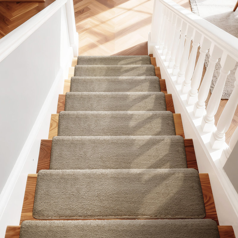 Tapis d'escalier intérieur antidérapant Scarlettrose, Gris crème, 14