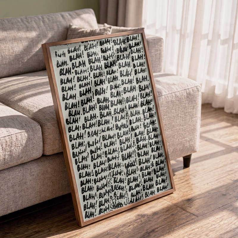 Blahblahblah Print by Other Artist, 16 × 24, Wrapped Canvas, Gold/Tan/Black/Brown/White
