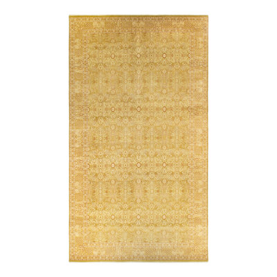 Tapis unique noué à la main Keenan - lime, 10 pi 1 po x 18 pi