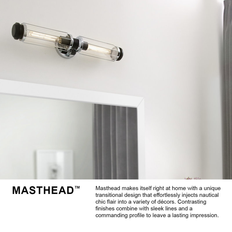 Masthead Heritage Brass 2-Light Outdoor Vanity with Clear Glass