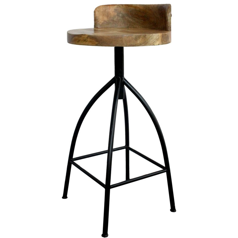 Tabouret de bar pivotant réglable industriel avec dossier