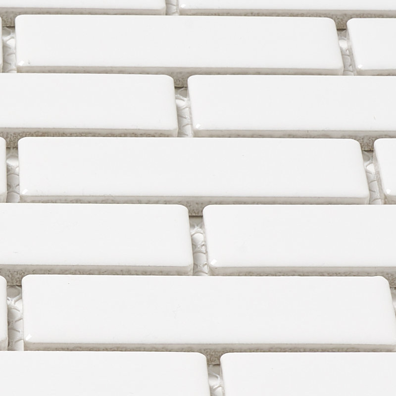 Carreau de mosaïque à joint de brique en porcelaine 1 po x 3 po, Blanc