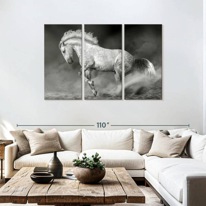 Brampt Monochrome Andalusian Horse, 48" H x 74" W