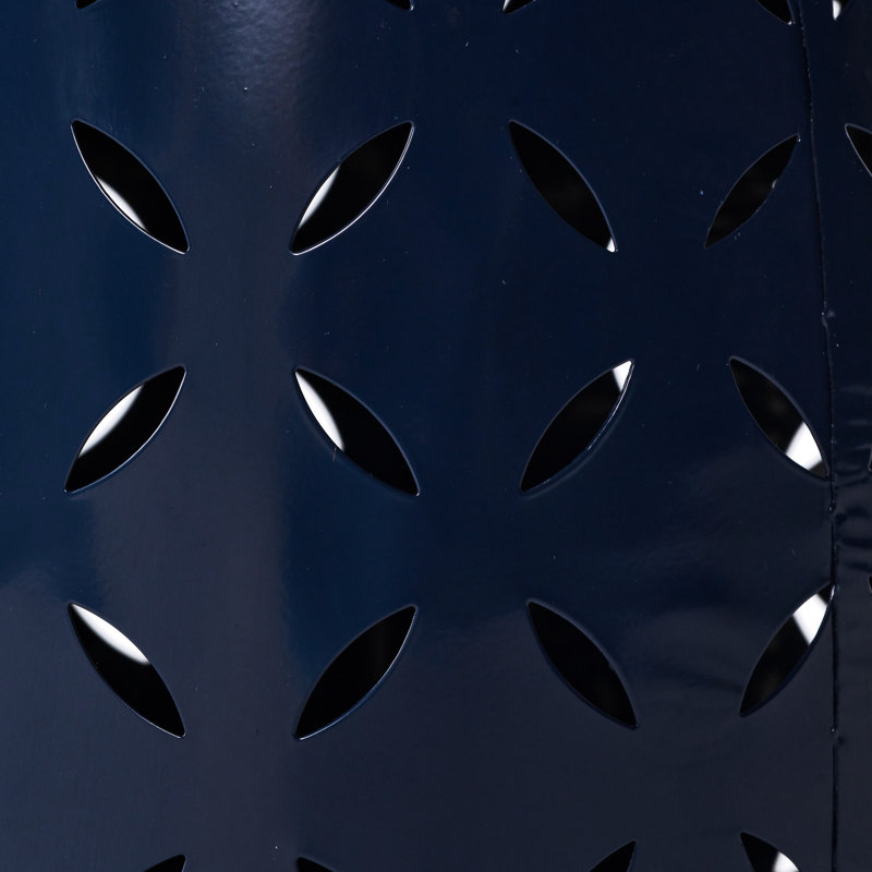 18.08In High Dark Blue Iron Lace Cut Indoor Side Table, 12.37In X 12.37In, And Stylish, No Assembly Required Table For Garden, 12.37"X12.37"X18.08", Captivating,