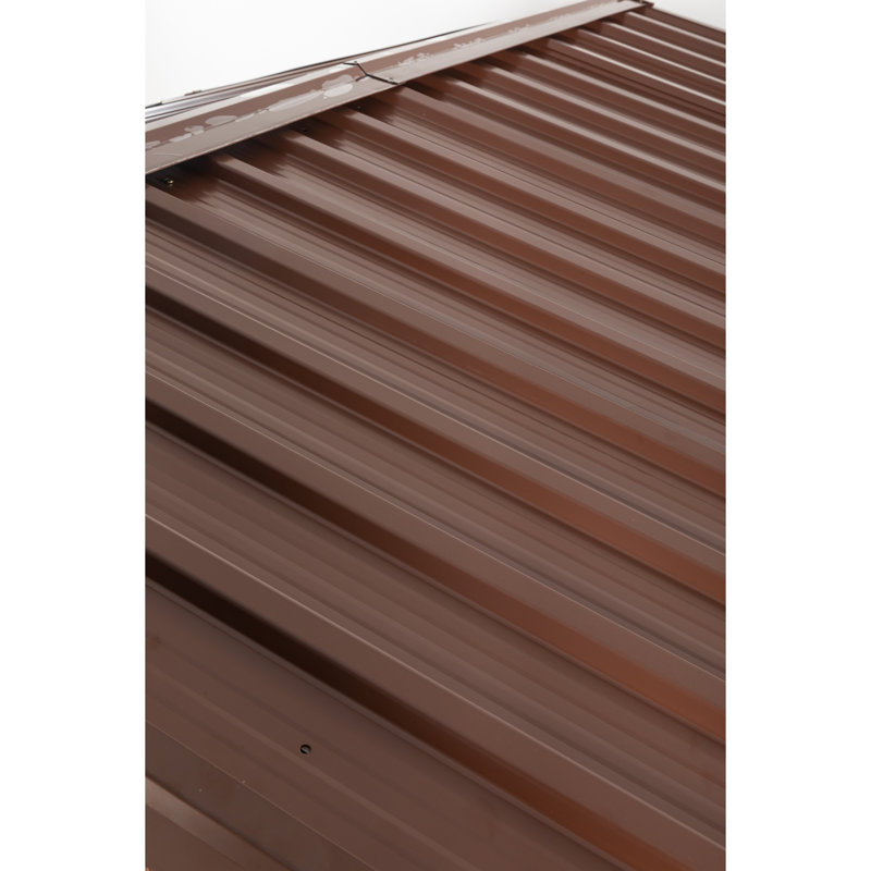 Metal Storage Shed, Coffee, 74.75" H x 93" W x 51.75" D