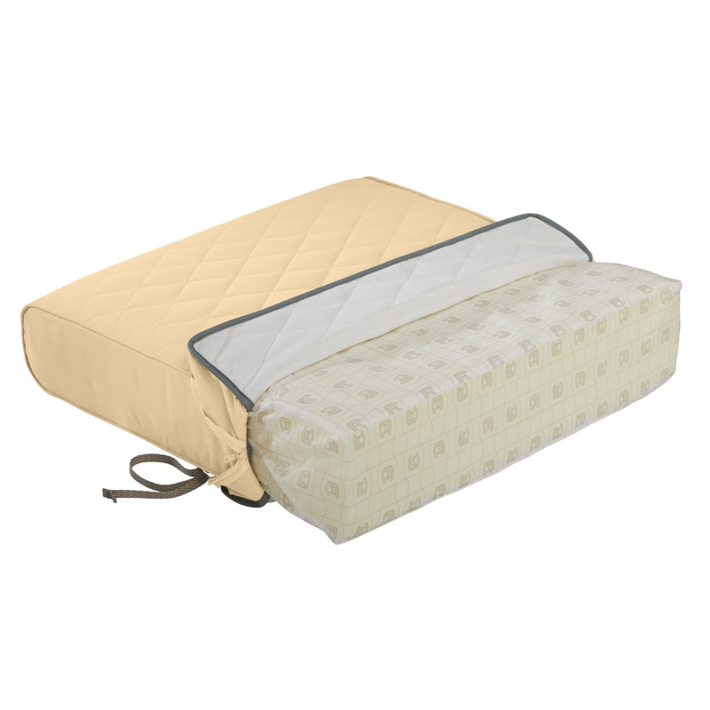 Quilted Patio Chaise Lounge Cushion, Chamomile, 3" H x 26" W x 80" D