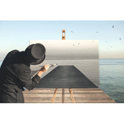 Painter Painting On Canvas - Wrapped Canvas Print