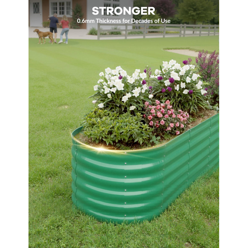 Metal Raised Garden Bed, Light Green, 45cm H x 240cm W x 60cm D