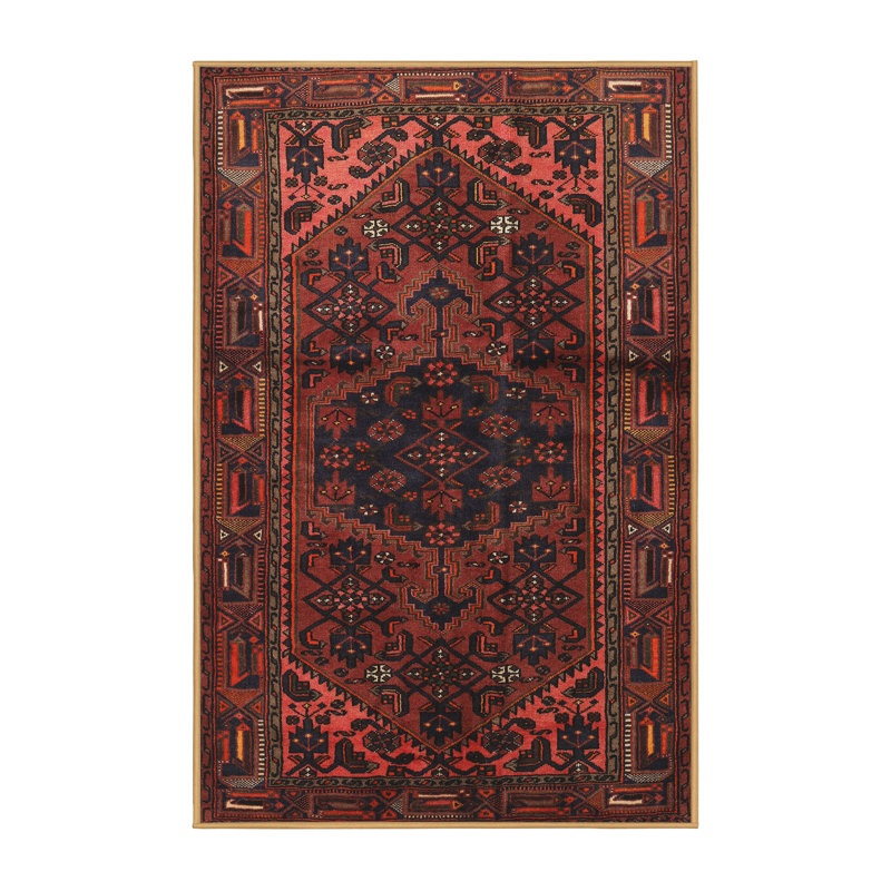 Tapis traditionnel noir / rouge / beige Cassander, Rectangle 7 pi x 9 pi