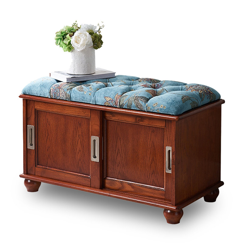 Banc rembourré brun, H 19,69 po x l 31,5 po x P 15,75 po