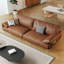 Canapé modulaire orange en cuir véritable-79134947-79134944