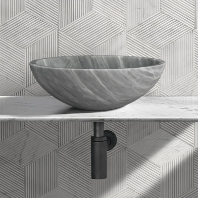 Carrara Gray Natural Marble Bathroom Vessel Sink