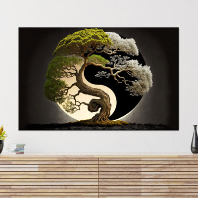 Bonsai, reproduction d'art sur toile, art mural japonais Yin Yang, toile tendue 1P