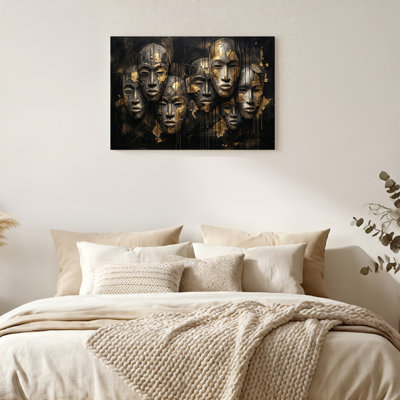 Art mural sur toile Gallery Wrap pour le salon, la chambre à coucher, le bureau ou le vestibule - Décoration murale décorative avec visages abstraits